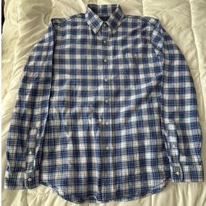 Ralph Lauren XL Slim Fit Blue Plaid Long‎ Sleeve Button Down Shirt
